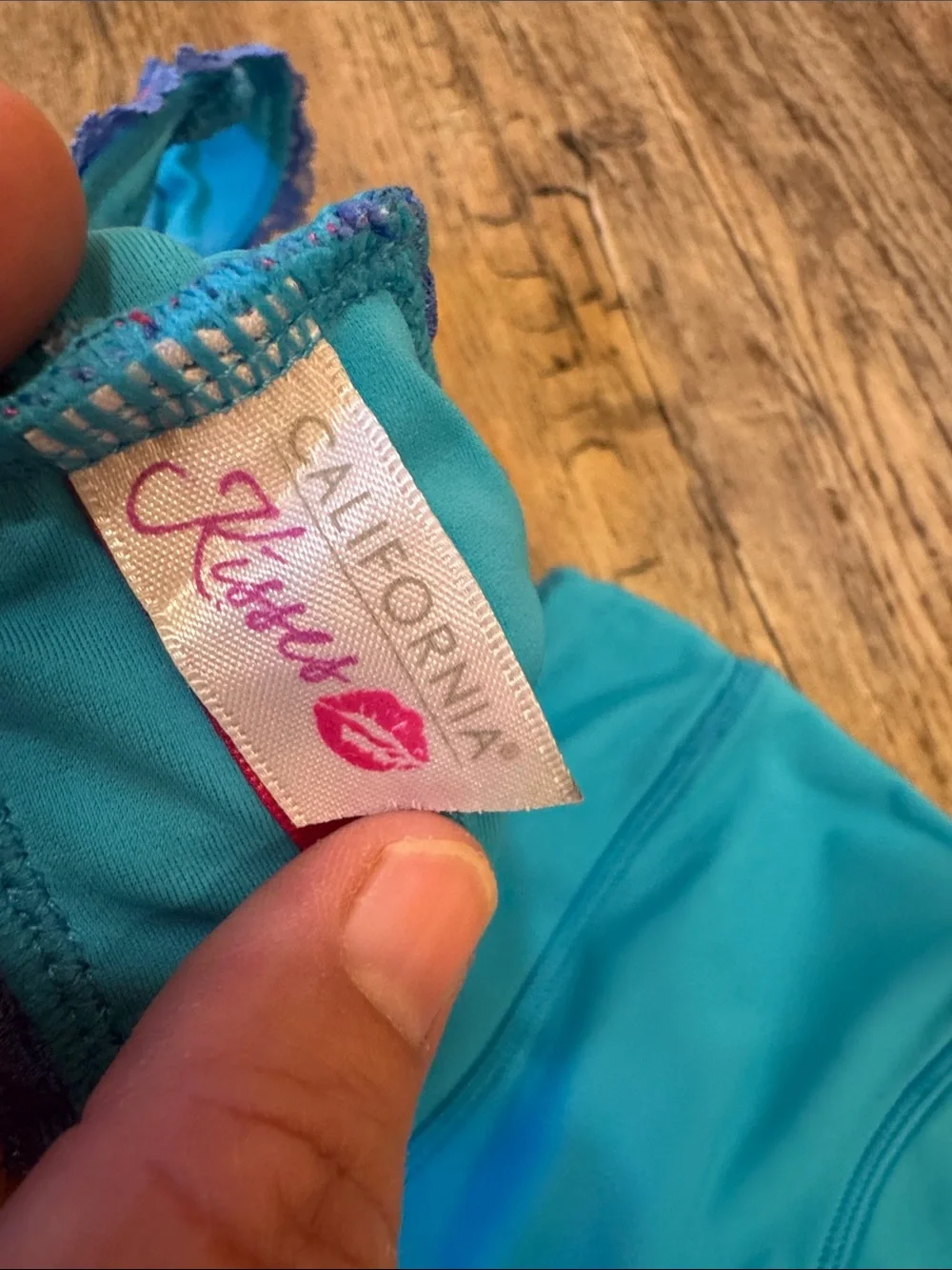 Kids Turquoise & Pink Lace-Overlay Sports Bra and Shorts Set